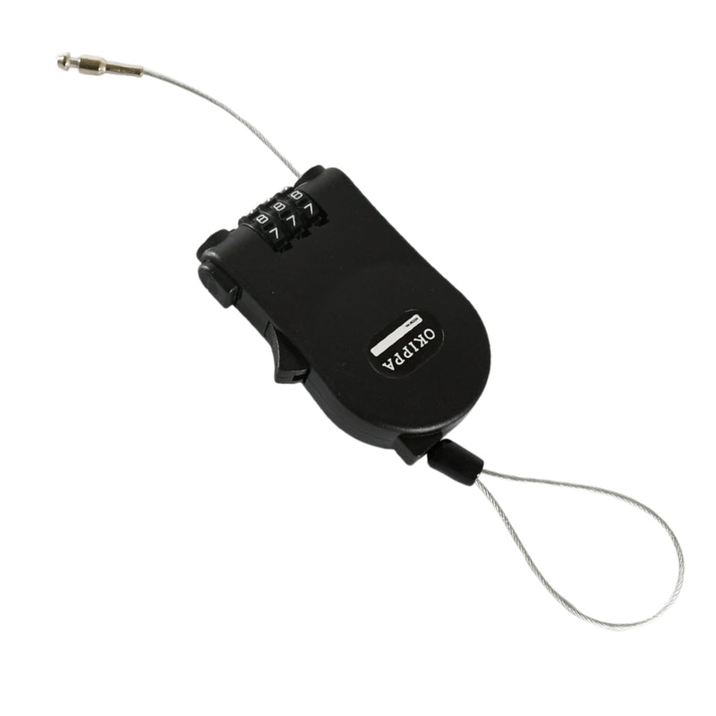 Multifunctional cable lock with number code for travel, sports Etc. Retractable Wire Lock,Wire Black Shell Combination Password.