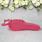 Multicolor 2-in-1 vegetable cutter with peeler from Quickslice for efficient kitchen prep.