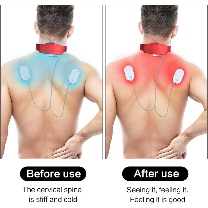 Electric Neck Massager for Pain Relief, Intelligent Neck Massager with Heat, 4 Modes 15 Level Cordless Deep Tissue Point Massager, Portable Neck (1 pc )