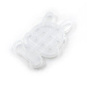 Side view of the transparent bear organizer, showcasing its compact design.