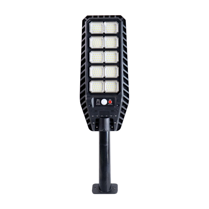 Motion-activated solar street light enhancing security and saving energy