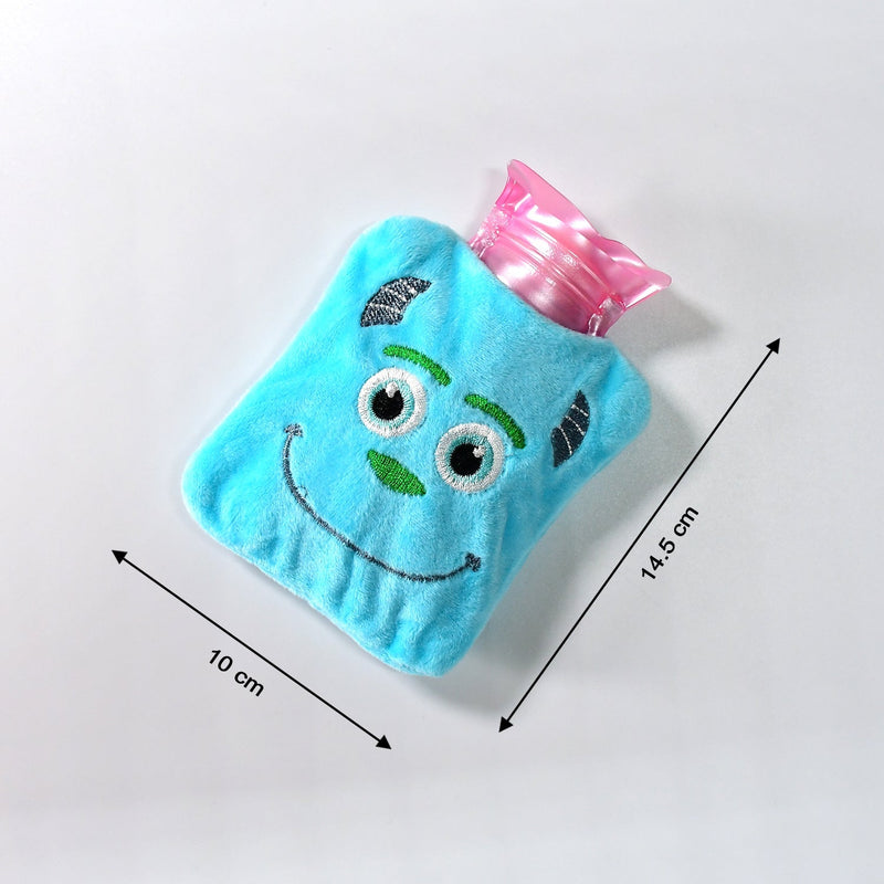 Blue Sullivan Monster small Hot Water Bag with Cover for Pain Relief, Neck, Shoulder Pain and Hand, Feet Warmer, Menstrual Cramps.