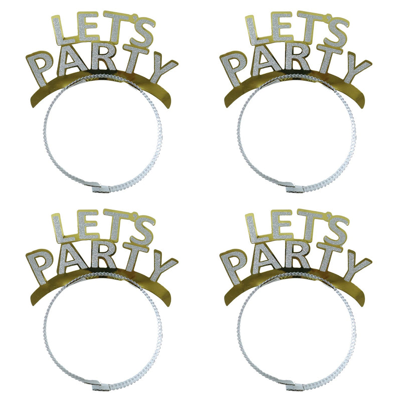 Pack of four reusable glitter party headbands perfect for birthdays and anniversary parties