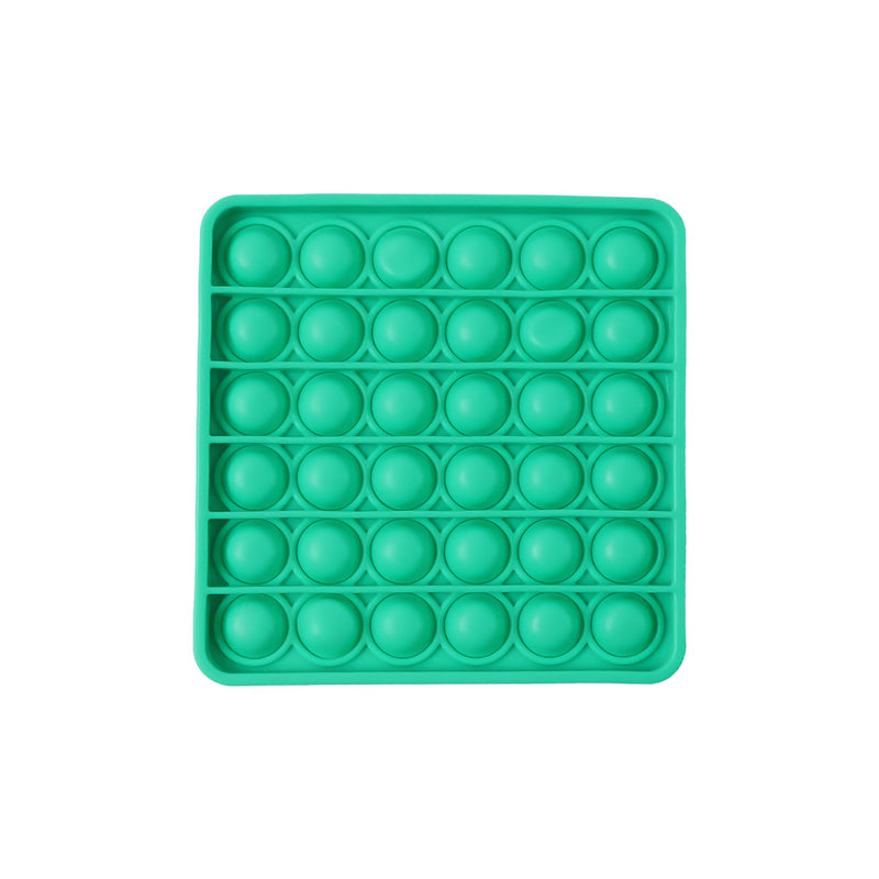 Square-shaped silicone Pop It toy in detail