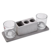 Designer wine glass holder set with contemporary lead-free glasses.