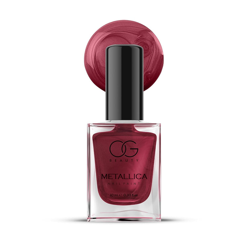 Matte finish contrast shown with Scarlet Red Metallica Nail Polish