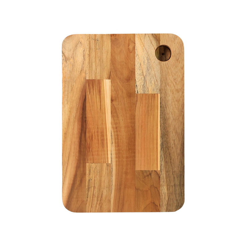 Angled side view of Steel Oak Cutting Board highlighting wooden frame