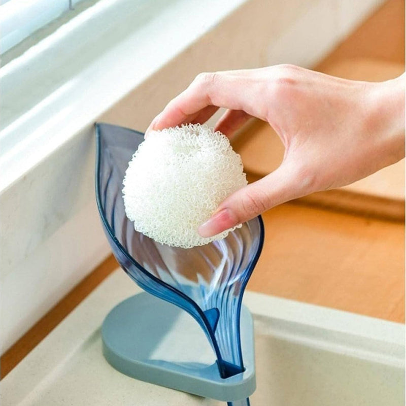 Plastic Leaf Shape Soap Box Self Draining Bathroom Soap Holder, Decorative Drainage Plastic Soap Dish with Draining Tray (Mix Color / 1 Pc)