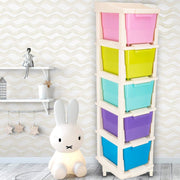Front view of Organivo's 5-layer modular drawer storage unit, ideal for home organization.