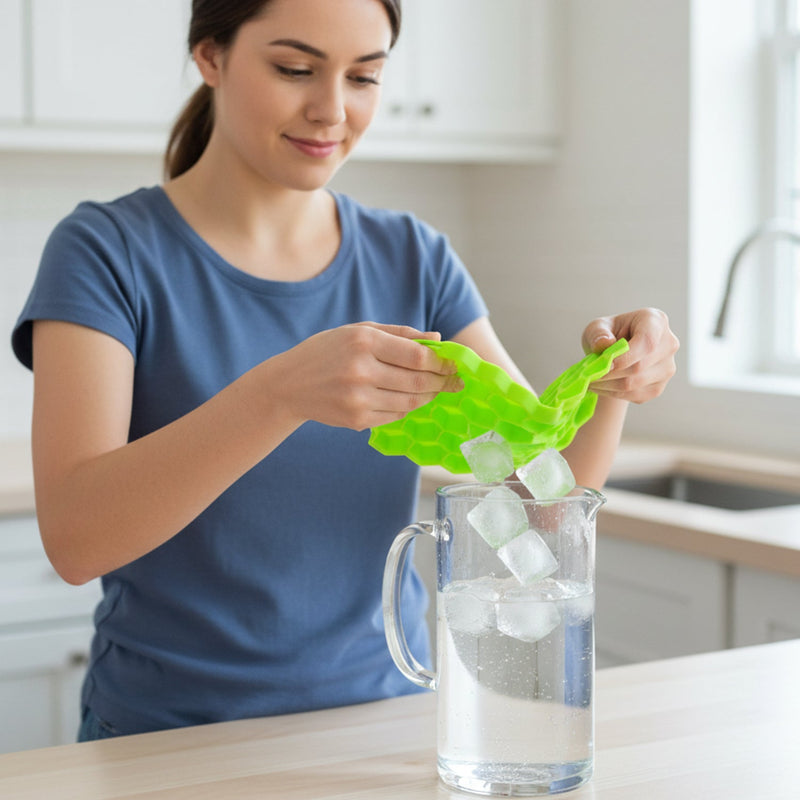 Ice tray with lid and honeycomb pattern for home use