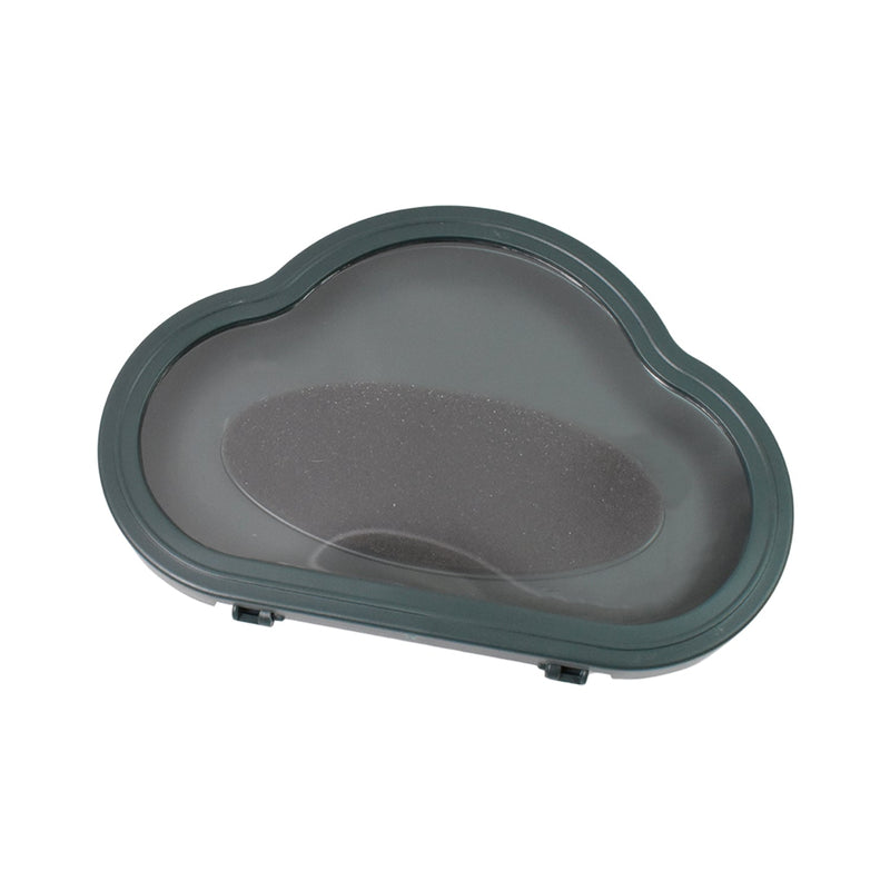 Gray waterproof phone holder mounted on a mirror, perfect for hands-free viewing.