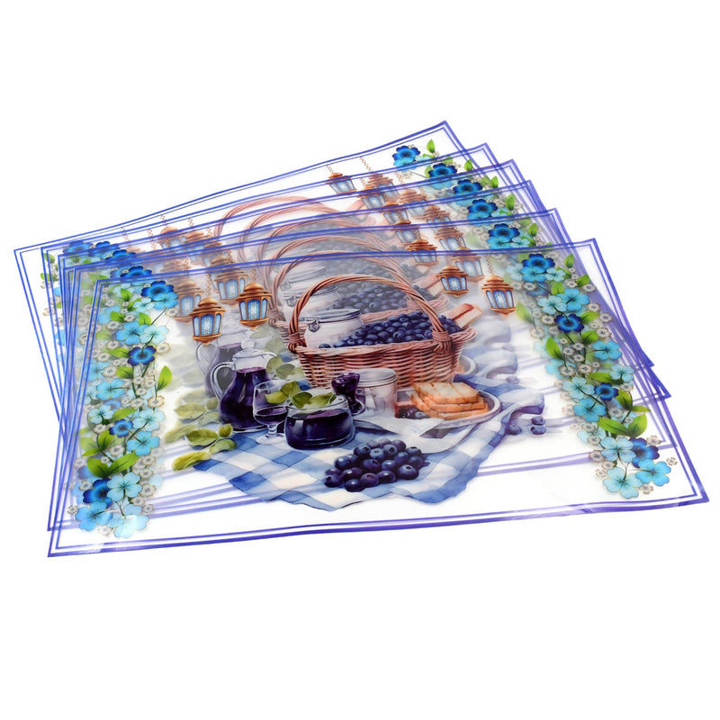 Bright and colorful dining table placemats arranged neatly for a festive look.