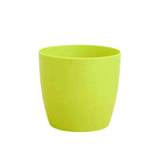 Assortment of vibrant colored round plastic flower pots, ready for diverse plant collections.