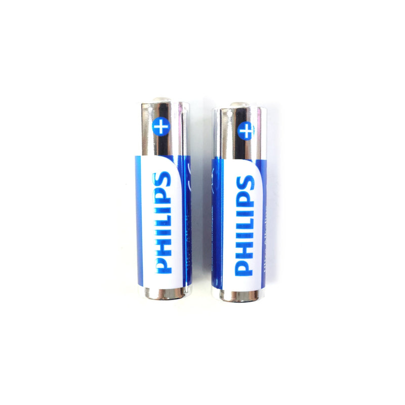 Pack of 2 alkaline AAA batteries for household electronics