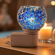 Handmade mosaic glass night lamp with delicate crackle shade