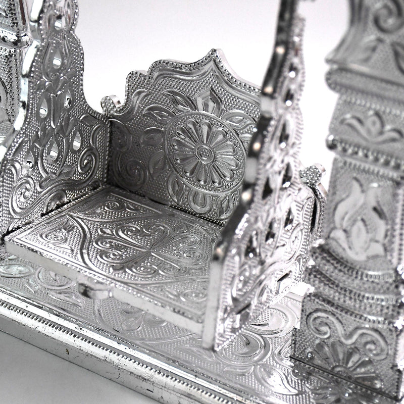 Intricately engraved silver finish Jhula for Laddu Gopal idols