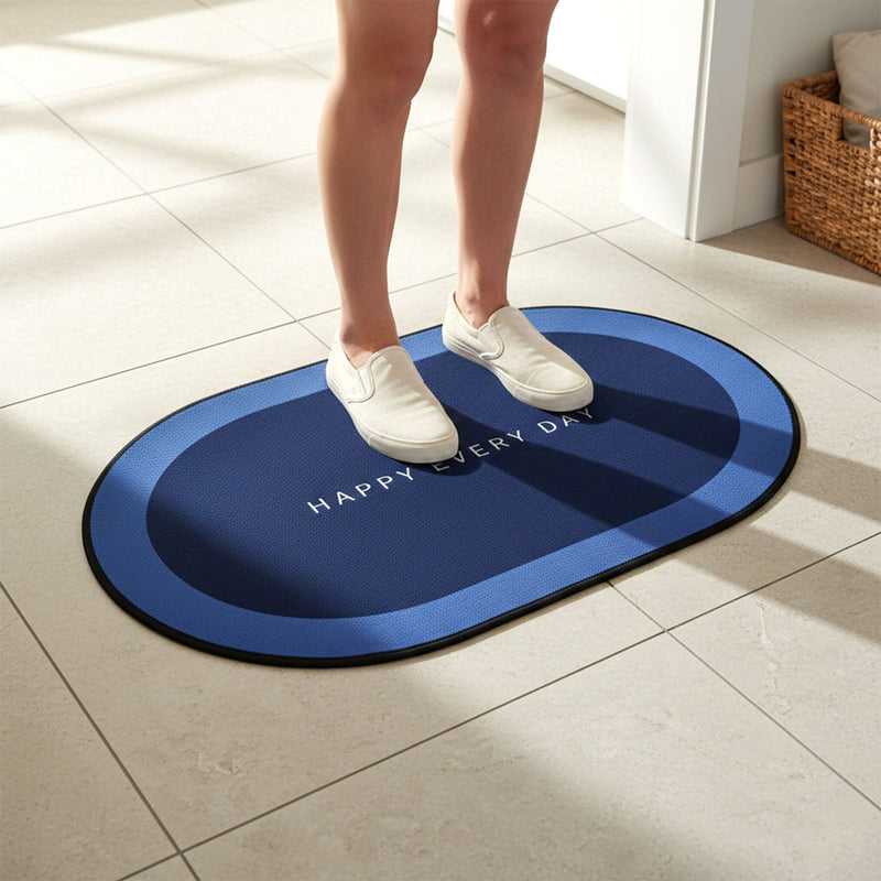 Top view showing rich velvet texture of oval bath mat