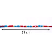 Red rakhi with beads and festive decorative elements