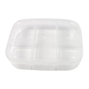 Closed view of the reusable 5-compartment tiffin box, showcasing its secure lid.