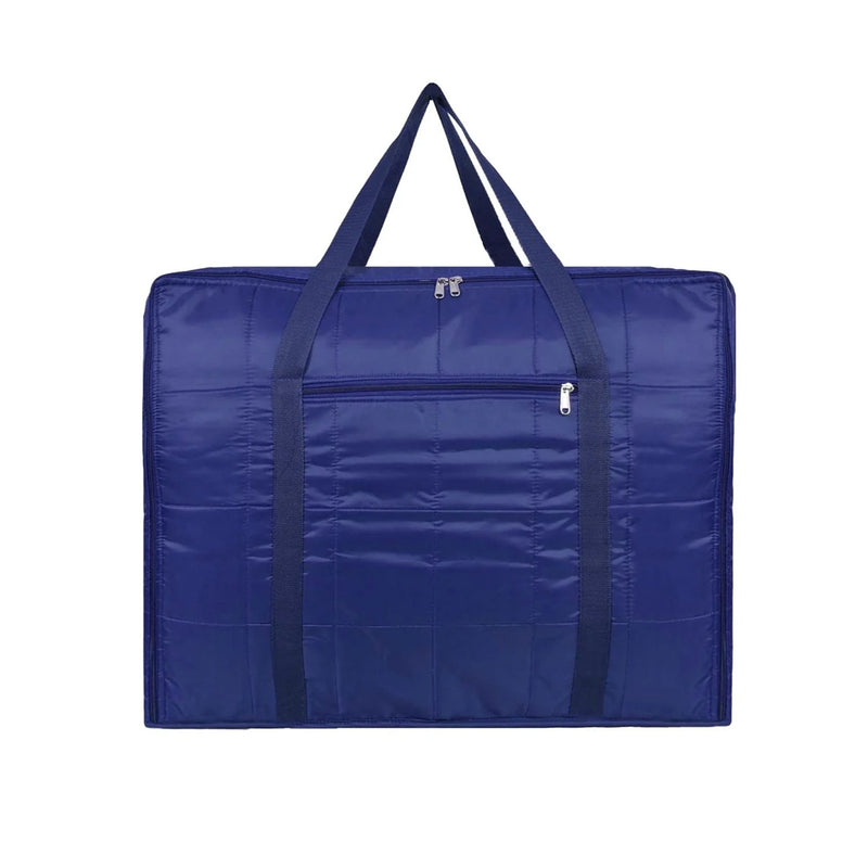 Storage bag with transparent panel showing contents inside