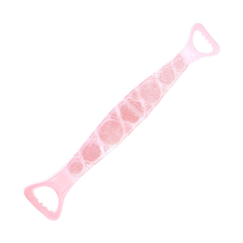 Body exfoliating silicone bath scrubber with easy-grip handles