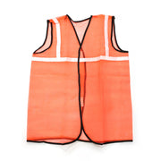Close-up of the durable polyester material of the Orange Safety Jacket, showing fabric texture.