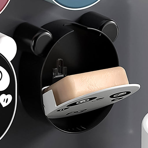 Front view of plastic Panda Soap Box wall-mounted holder