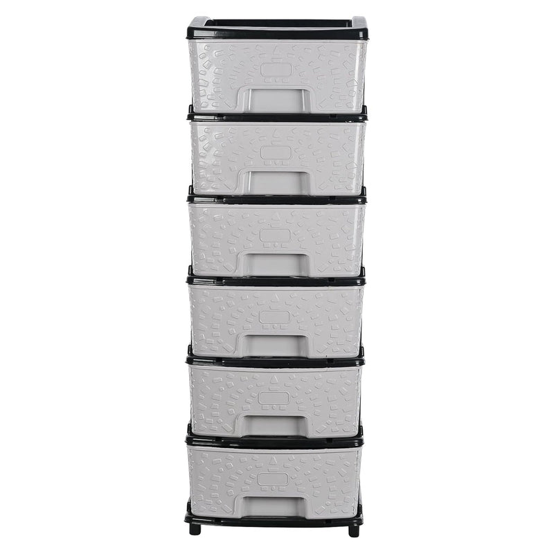 Stone wave design textured plastic drawers on 6-layer storage cabinet