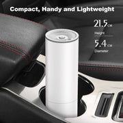 Powerful portable car vacuum cleaner effortlessly cleaning car floor mats.