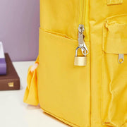 Close-up view of the brass body of the Safelix 38mm solid padlock.