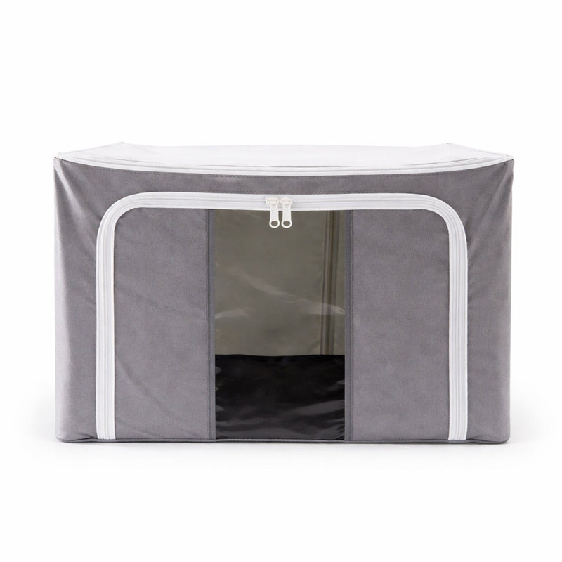 A hand demonstrating the easy folding mechanism of the collapsible storage bag.
