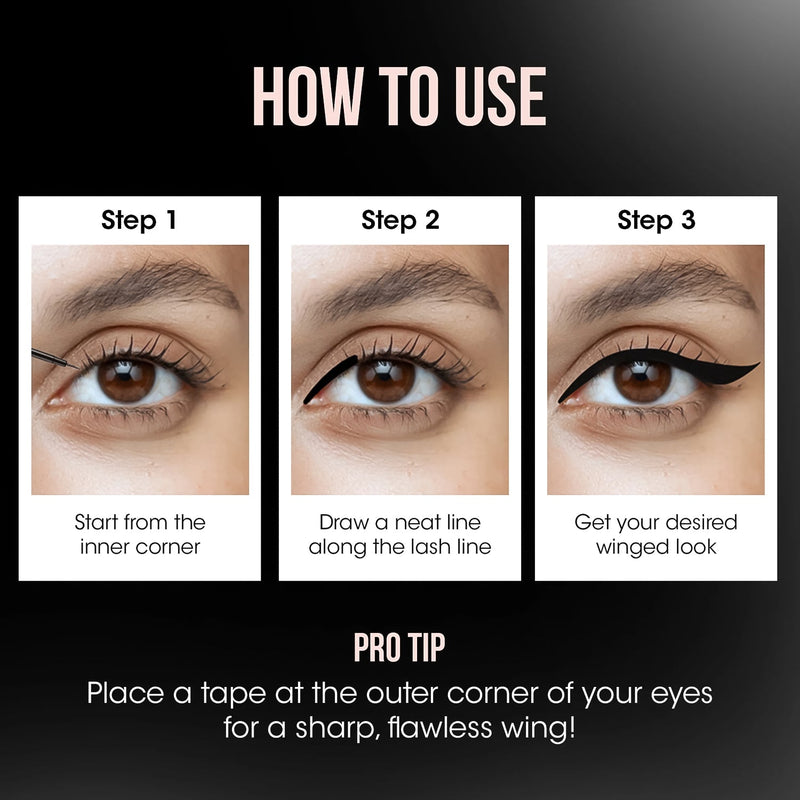 Durable and quick-dry liquid eyeliner with bold matte finish