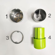 The 3-in-1 Dry Fruit Slicer showcasing all three stainless steel blades.