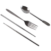 Stainless steel fork, spoon, and chopsticks from the portable cutlery set