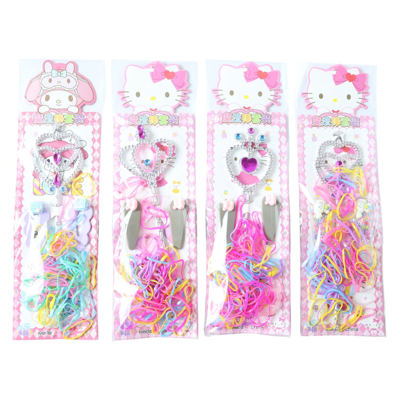 Girls party hair accessories featuring colourful clips and bands for styling