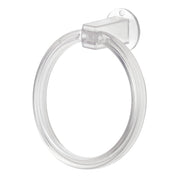 The clear ABS towel ring displayed against a neutral background, highlighting its transparency and form.