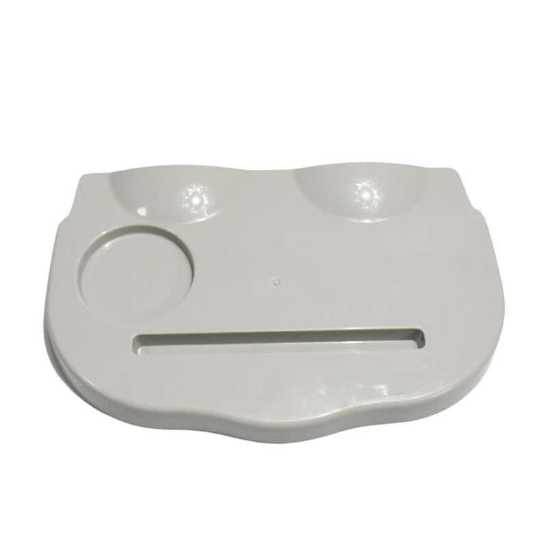 Combo Snack and Cup Holder Tray from TableNest with various snacks and a phone.