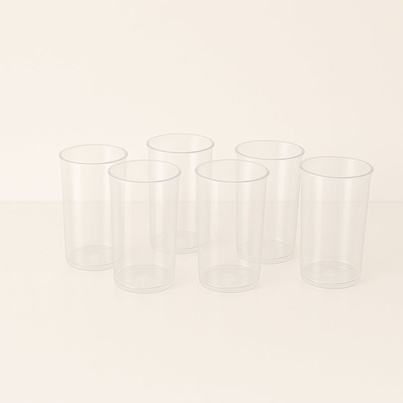Transparent reusable plastic tumblers ideal for cocktails and beverages