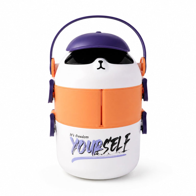 Stylish cartoon kids lunch container with secure locks