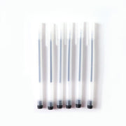 Black gel pen from six-pack featuring lightweight transparent body