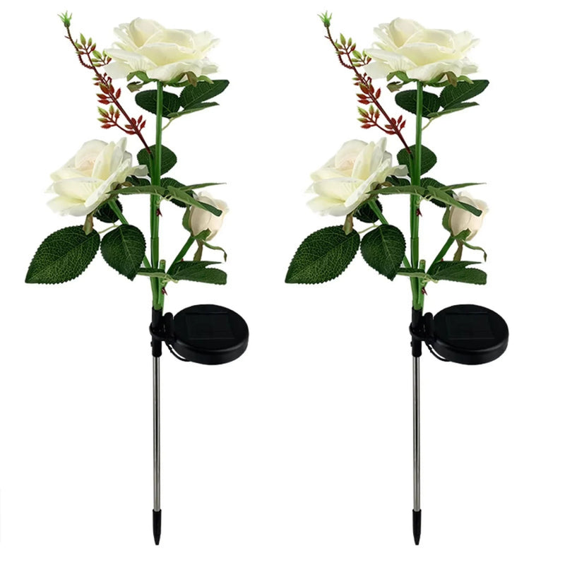 Energy efficient LED solar flower lights for outdoor garden