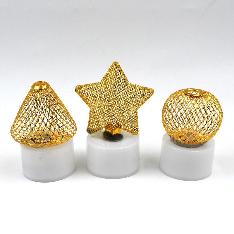 Packaging for the three-piece flameless LED candle set, highlighting product features.