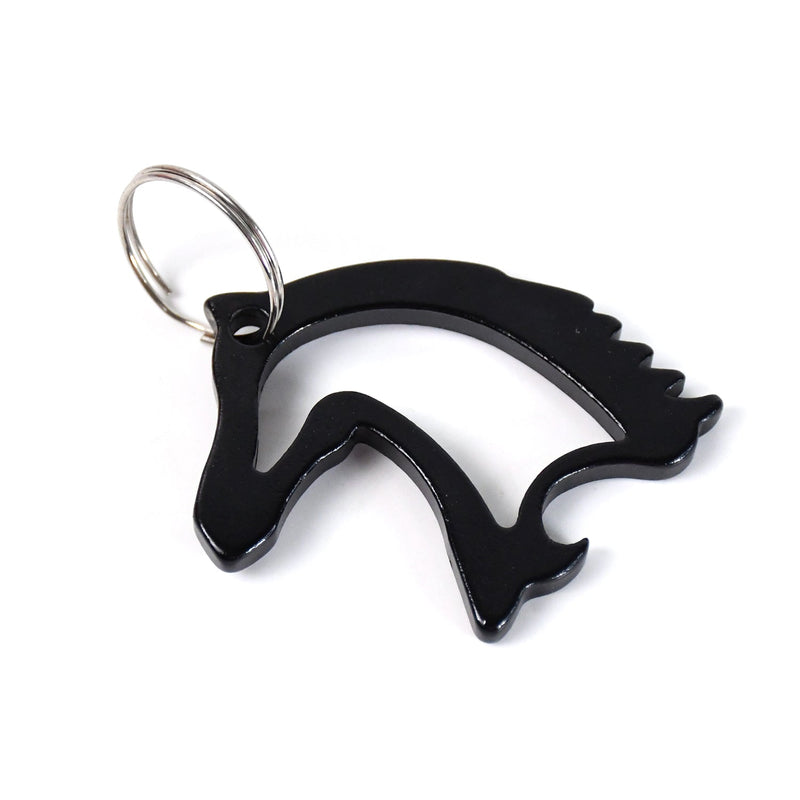 Metal keychain displaying majestic horse mane design