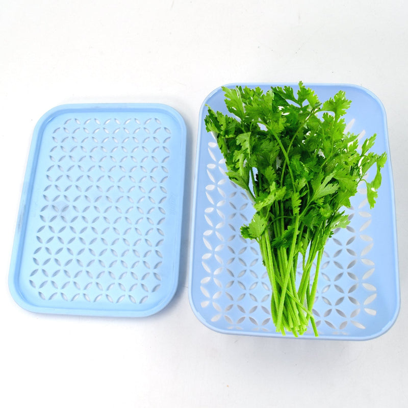 Neatly organized Kothmir Basket holding fresh green vegetables.
