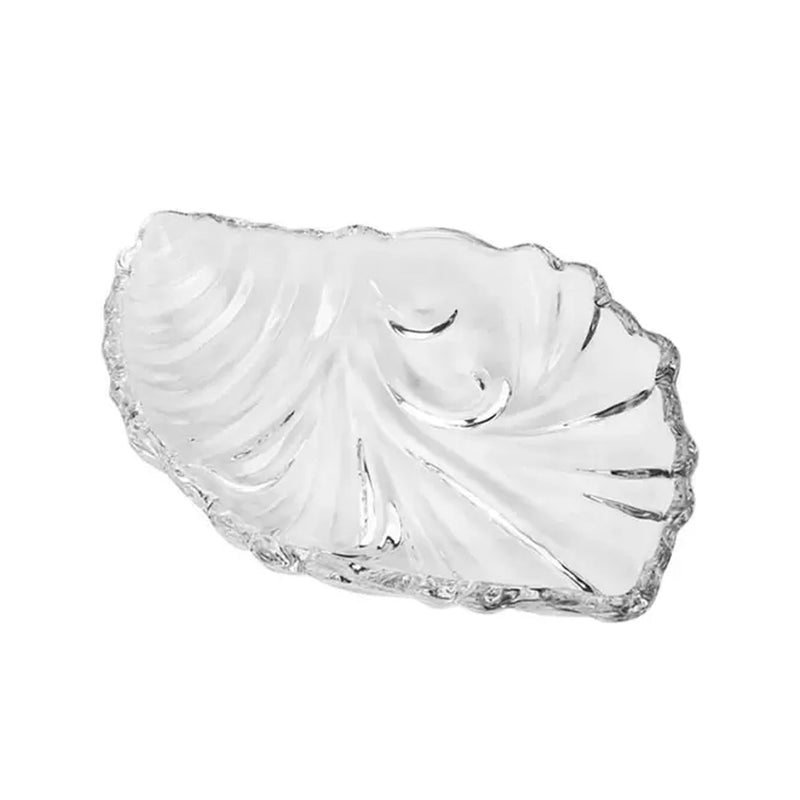 2354 Leaf shaped Glass Serve tray of snacks, Mukhwaas, and ice cream. 