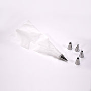 A collection of stainless steel piping nozzles for intricate cake and cupcake decorations.