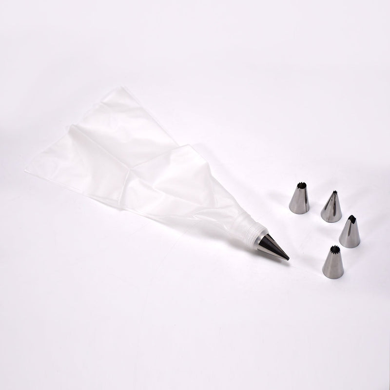 A collection of stainless steel piping nozzles for intricate cake and cupcake decorations.
