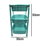 Square kitchen trolley with three spacious storage baskets, easy to move.
