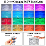Remote control and Crystal Touch Lamp together, highlighting ease of use.