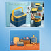 2838A BLUE DOUBLE-LAYER PORTABLE LUNCH BOX STACKABLE WITH CARRYING HANDLE AND SPOON LUNCH BOX , Bento Lunch Box 